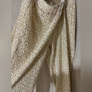Ashley Stewart Gold White Women Jogger Lounge Chic Mosaic Pants, Size 18/20